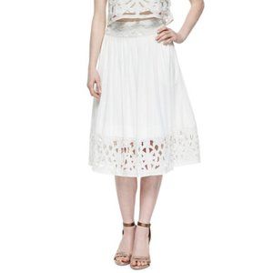 Alice + Olivia Embroidered Pearl Midi Skirt